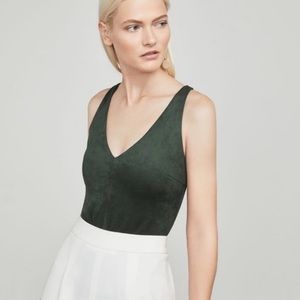 BCBG Maxazria Suede Forest Green Bodysuit